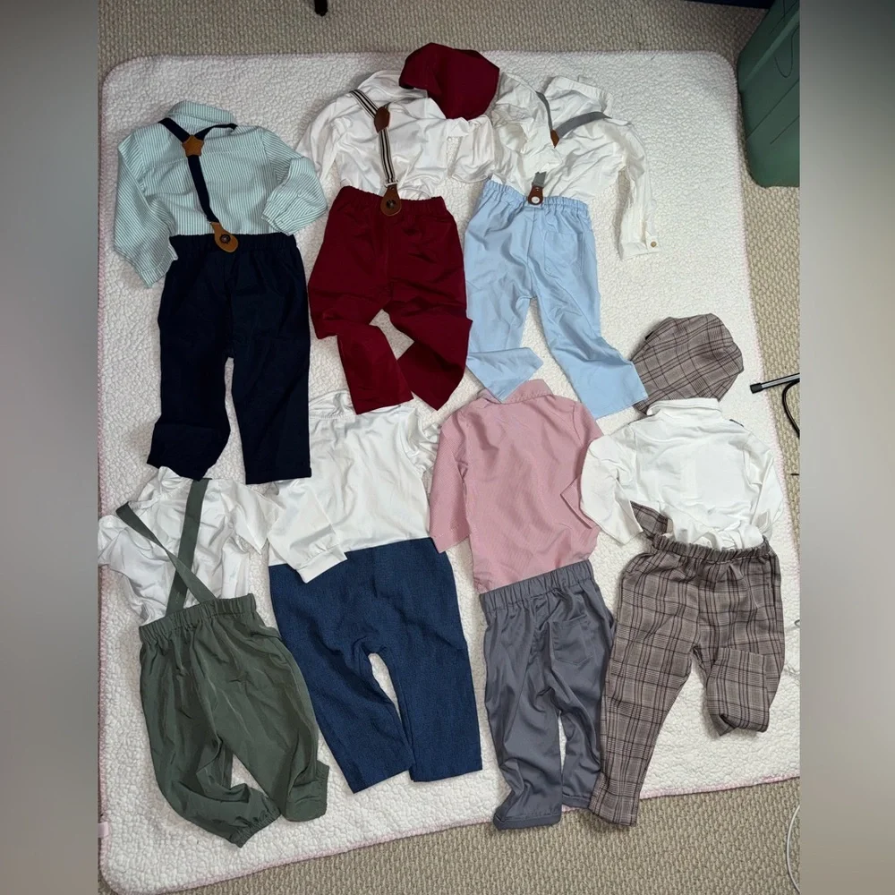 SHEIN Stylish Baby Boy Outfit 7 Set with Suspenders size 9 to 18 M
